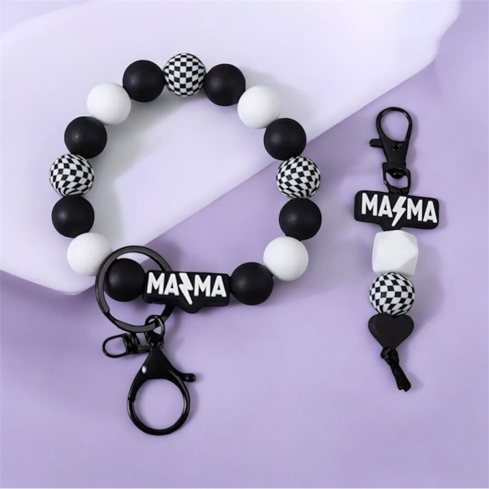 New Soft silicone beaded keychain wristlet Set